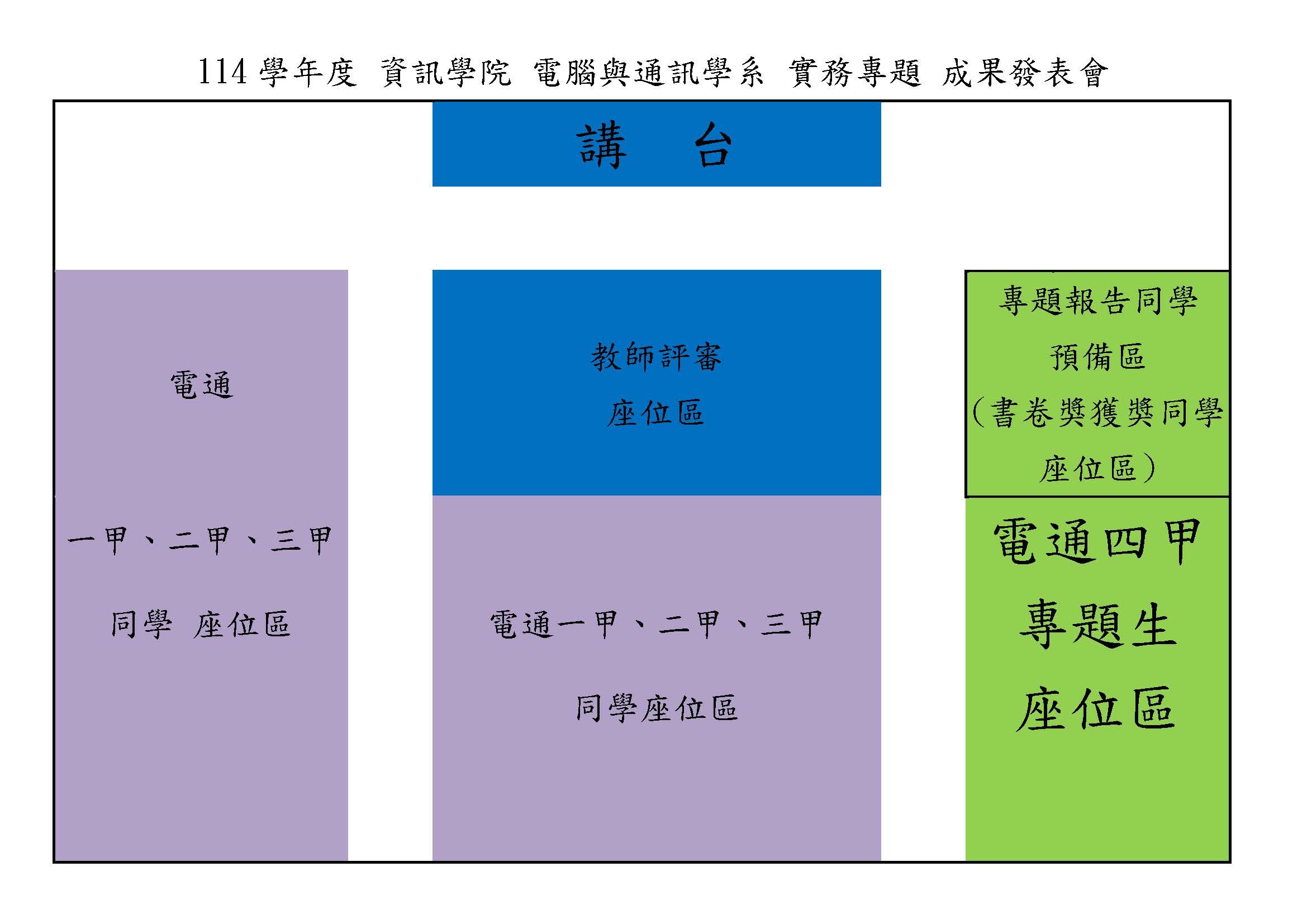 114專題成果發表會座位區域圖