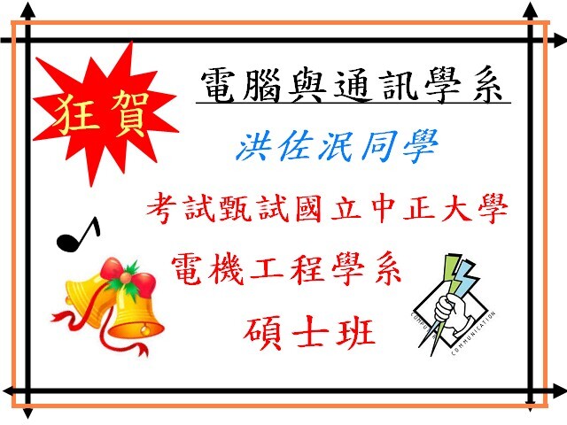 賀! ~本學系 108學年度 錄 取 碩士班 榮譽榜!~圖片